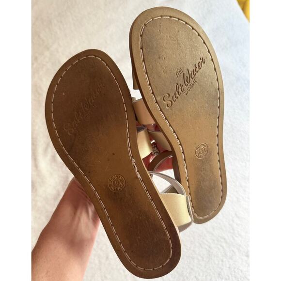 SALT WATER Original Sandals Metallic Gold Big Kids Size 5 (beach preppy) - Picture 4 of 6